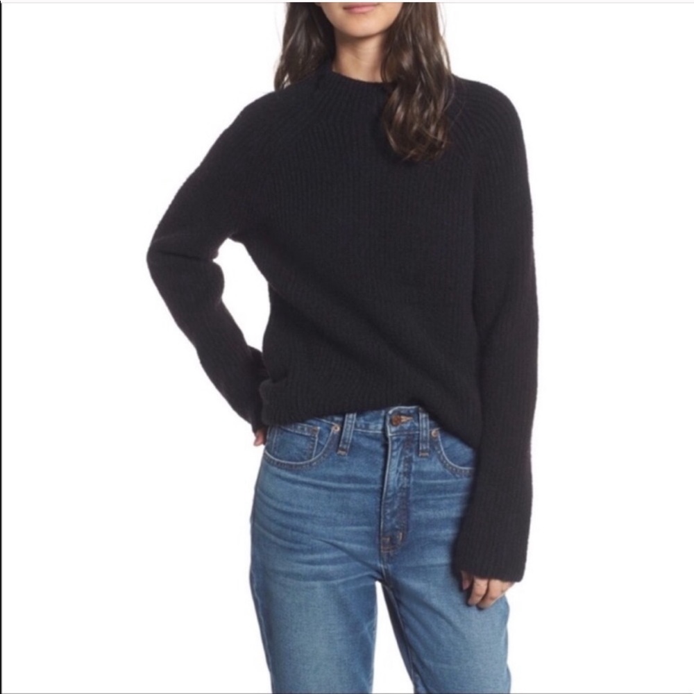 Madewell Northfield Black Mock Neck Sweater